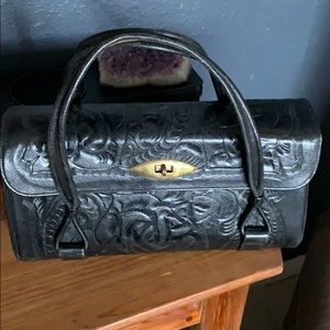 Vintage hand tooled leather satchel